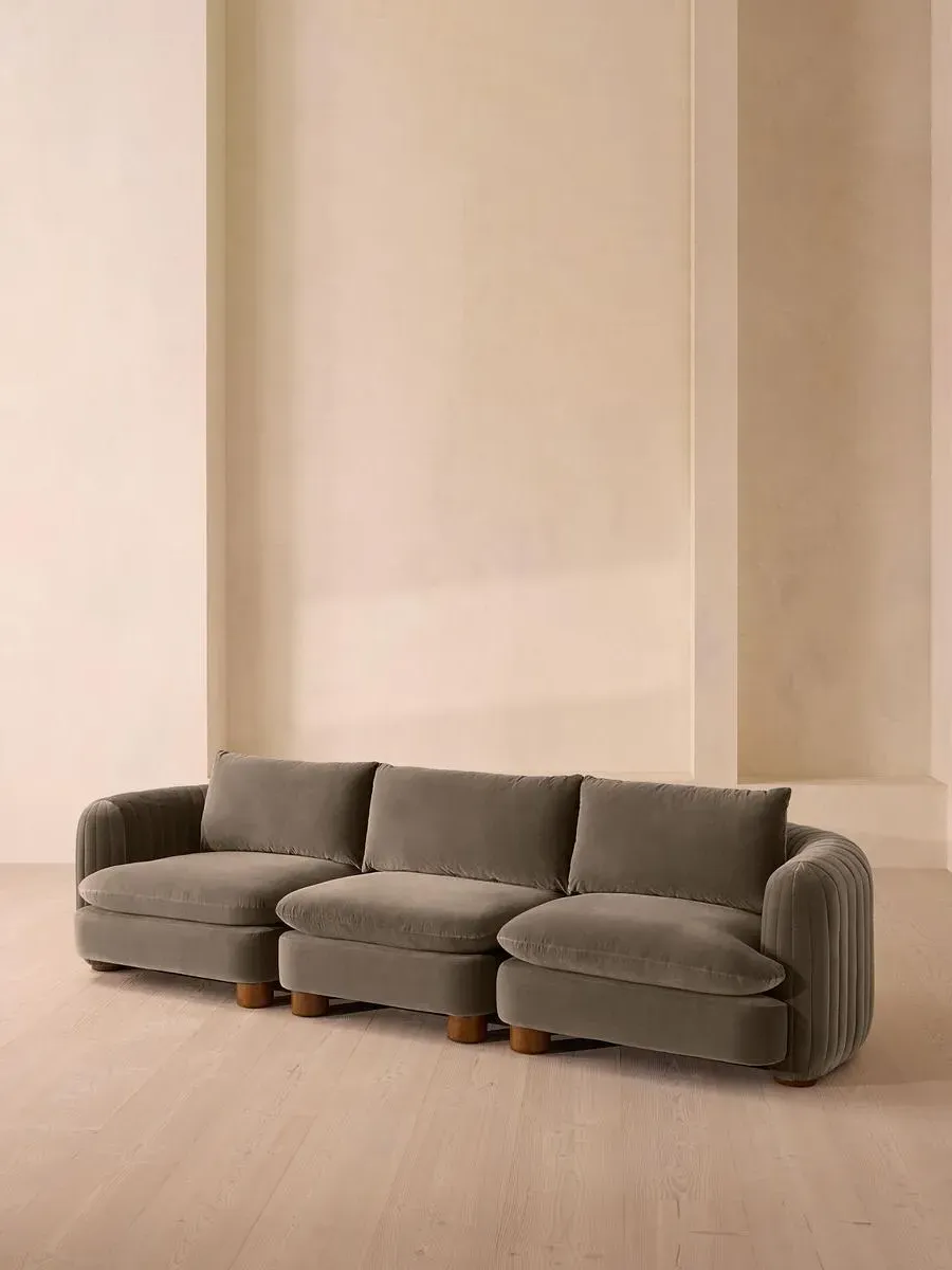 4-Seater Modular Sofa Deep Sit - Taupe, Velvet