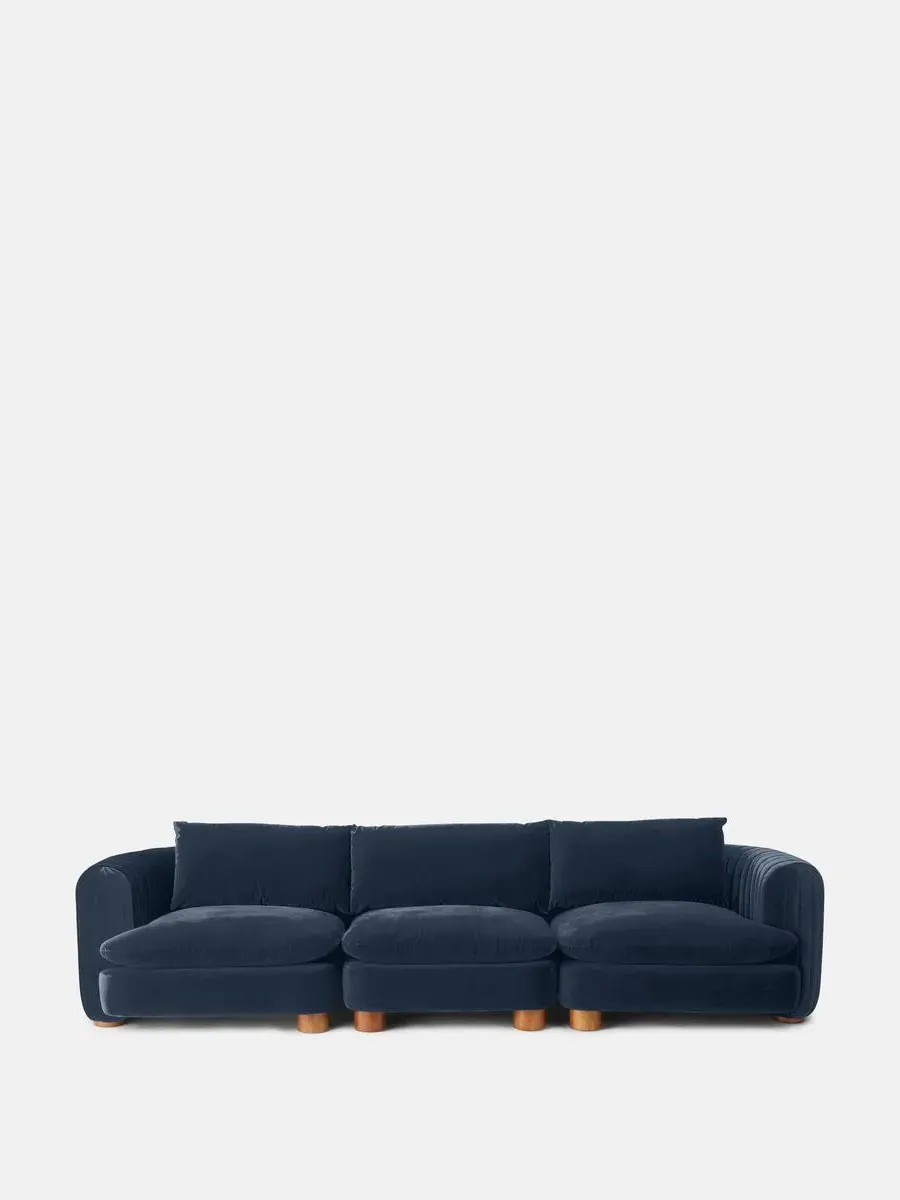 4-Seater Modular Sofa - Grey Blue, Velvet