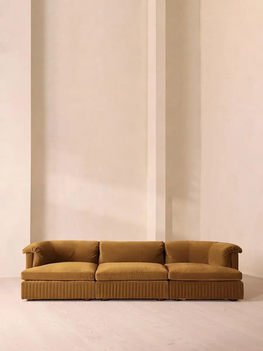 4-Seater Modular Sofa - Mustard, Velvet