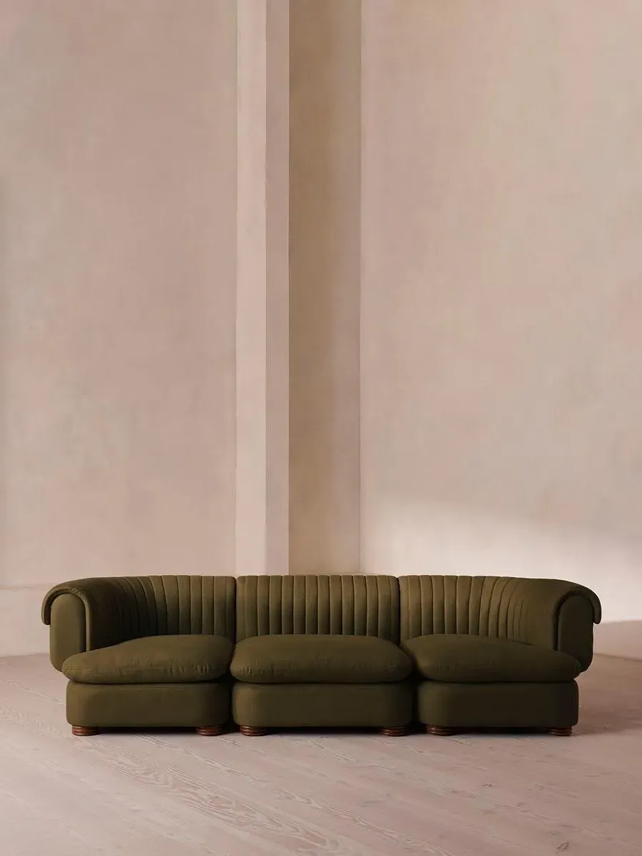 4-Seater Modular Sofa - Olive, Linen