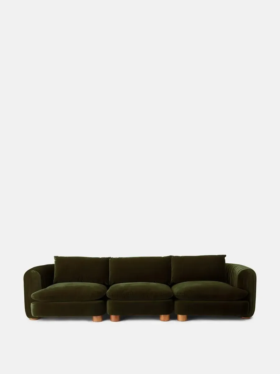 4-Seater Modular Sofa - Olive, Velvet