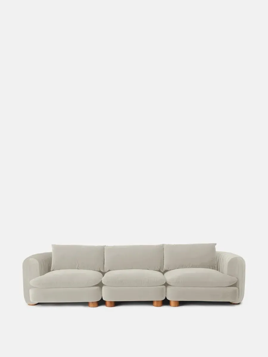 4-Seater Modular Sofa - Porcelain, Velvet