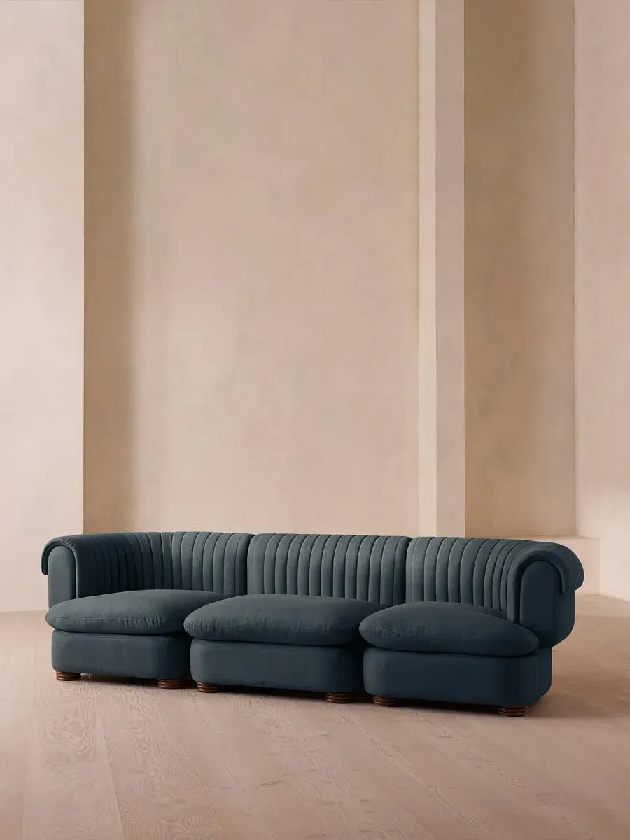 4-Seater Modular Sofa - Prussian Blue, Linen