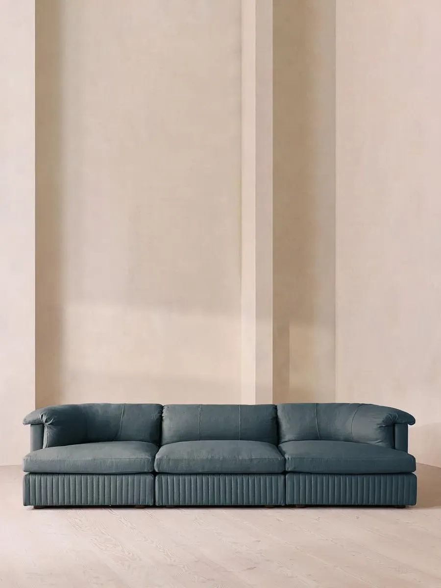 4-Seater Modular Sofa - Prussian Blue, Linen