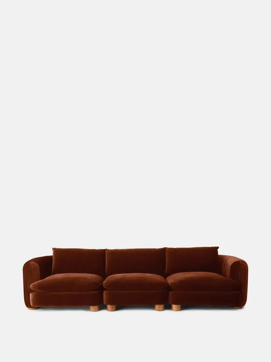 4-Seater Modular Sofa - Rust, Velvet