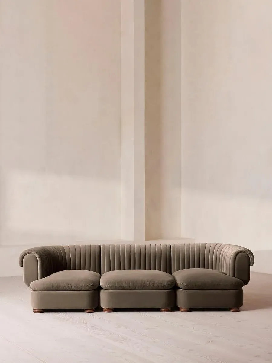 4-Seater Modular Sofa - Taupe, Velvet