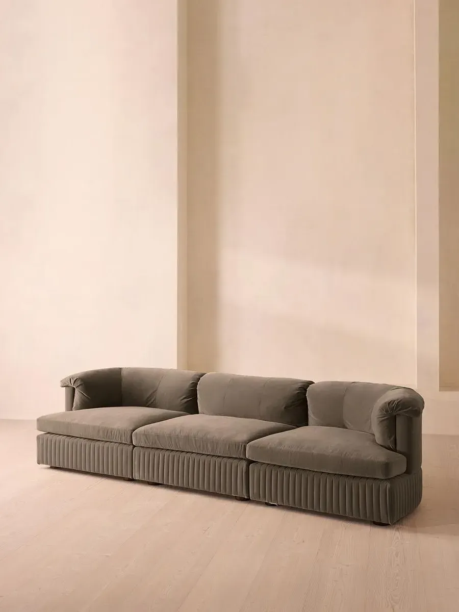 4-Seater Modular Sofa - Taupe, Velvet