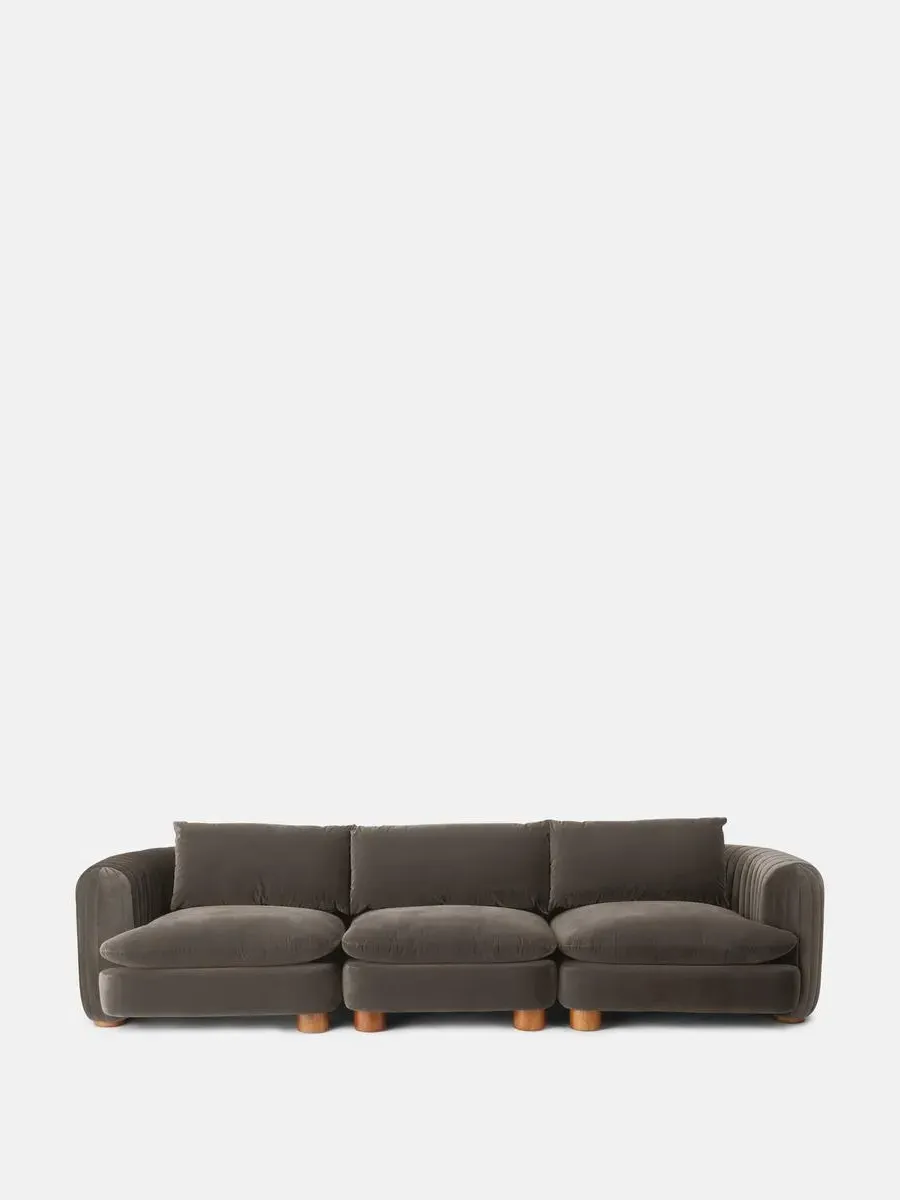 4-Seater Modular Sofa - Taupe, Velvet