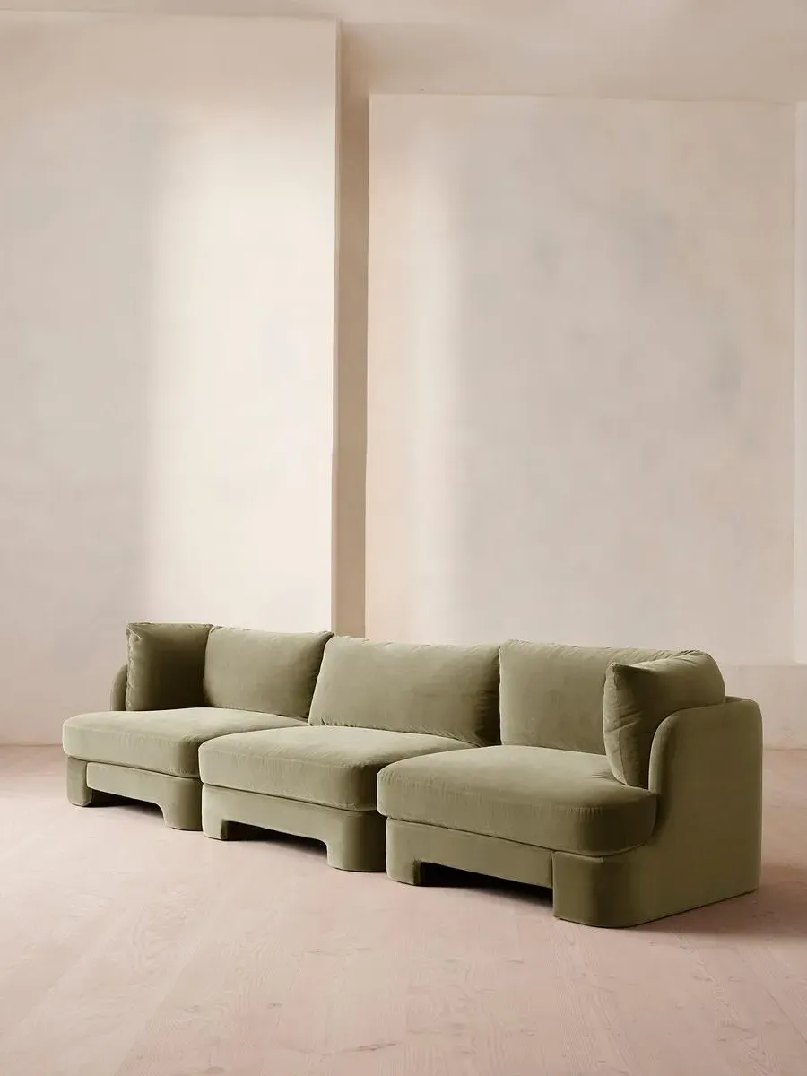 4-Seater Modular Sofa with Arch Back - Lichen, Velvet
