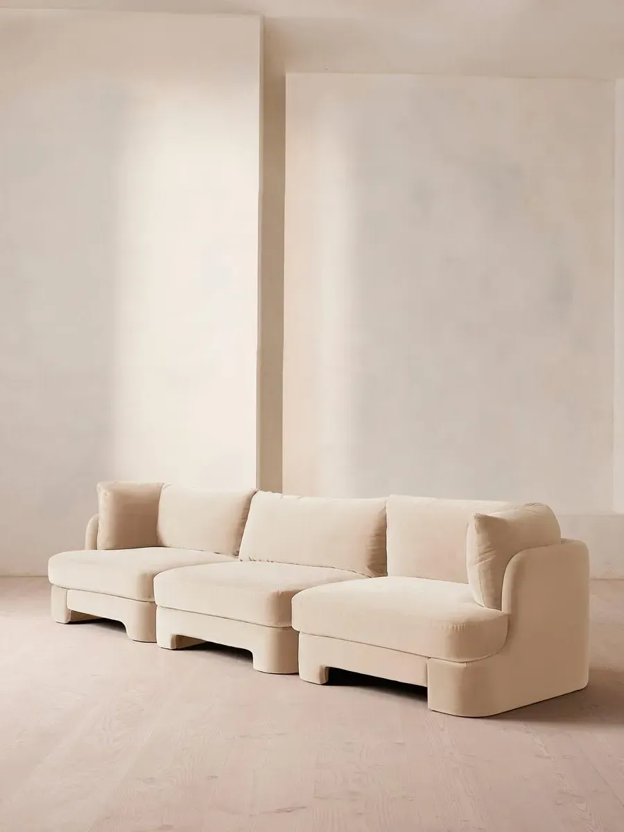 4-Seater Modular Sofa with Arch Back - Porcelain, Velvet