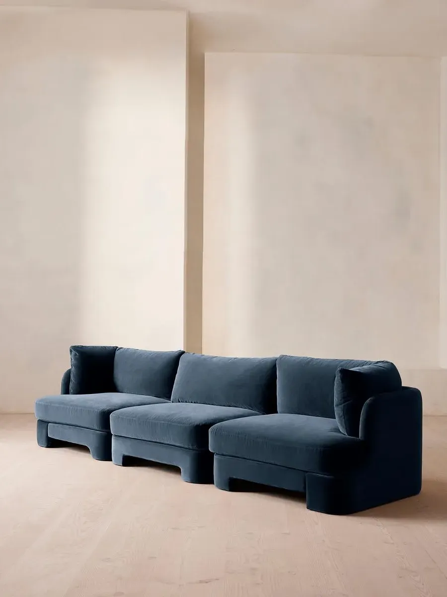 4-Seater Modular Sofa with Arch Back - Royal Blue, Velvet
