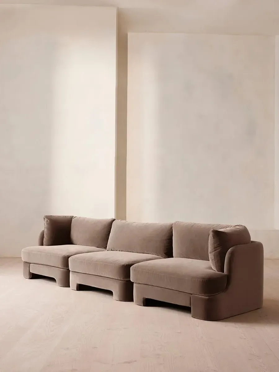 4-Seater Modular Sofa with Arch Back - Taupe, Velvet