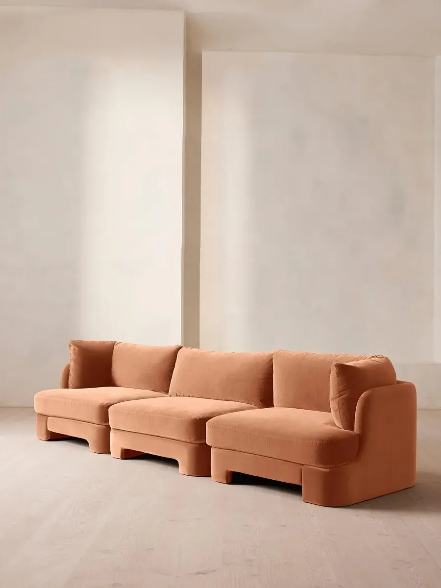 4-Seater Modular Sofa with Deep Sit - Rose, Velvet