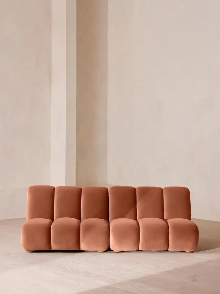 4-Seater Modular Sofa with Oak Sides - Antique Rose image