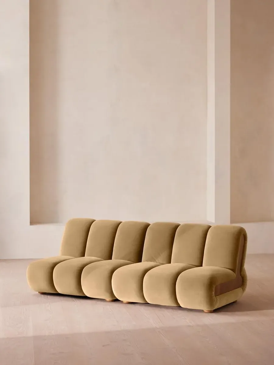 4-Seater Modular Sofa with Oak Sides - Camel
