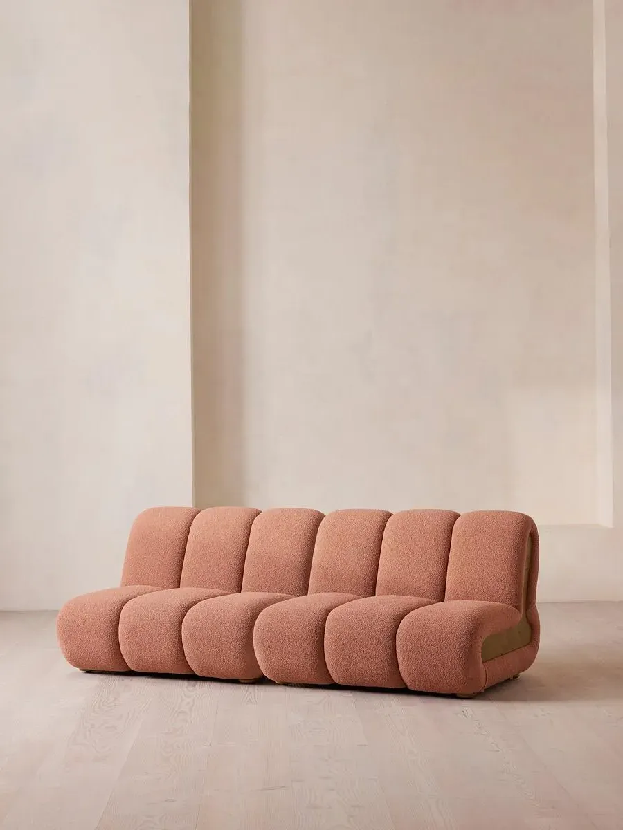 4-Seater Modular Sofa with Oak Sides - Coral