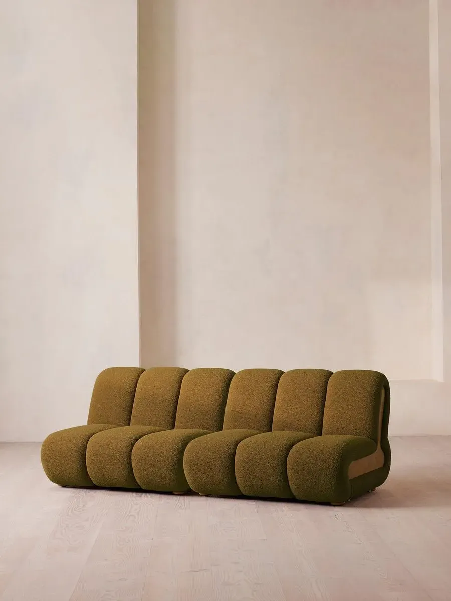 4-Seater Modular Sofa with Oak Sides - Kelp