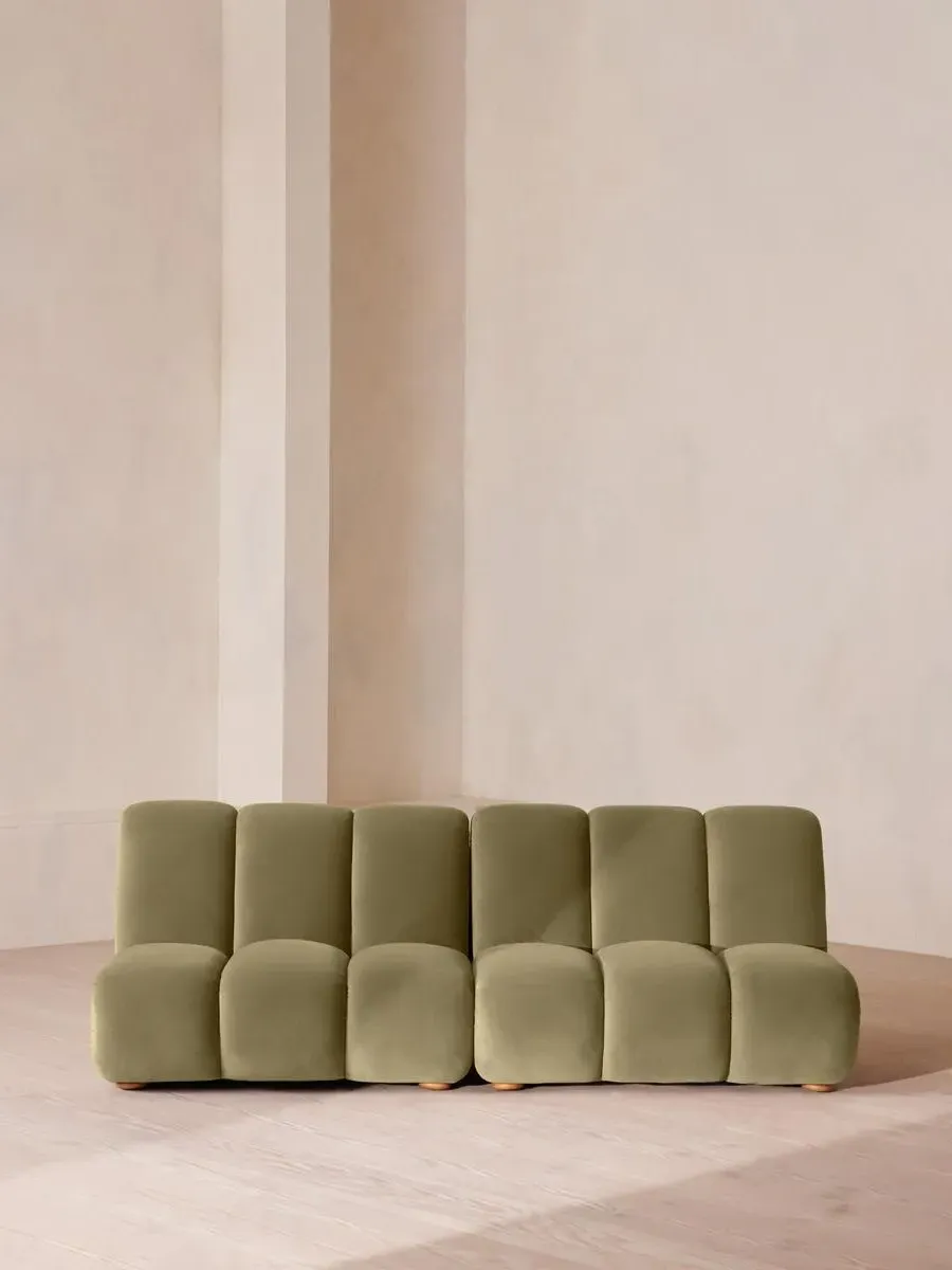4-Seater Modular Sofa with Oak Sides - Lichen