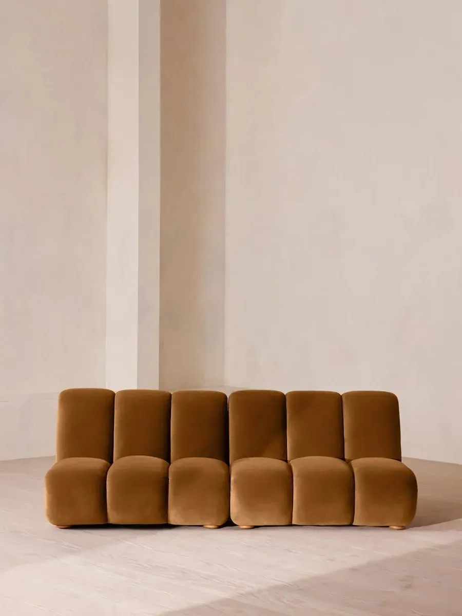 4-Seater Modular Sofa with Oak Sides - Mustard