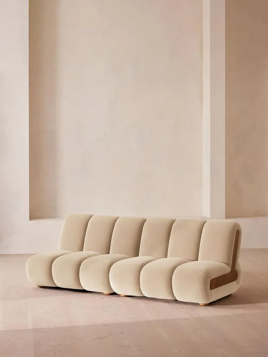 4-Seater Modular Sofa with Oak Sides - Porcelain