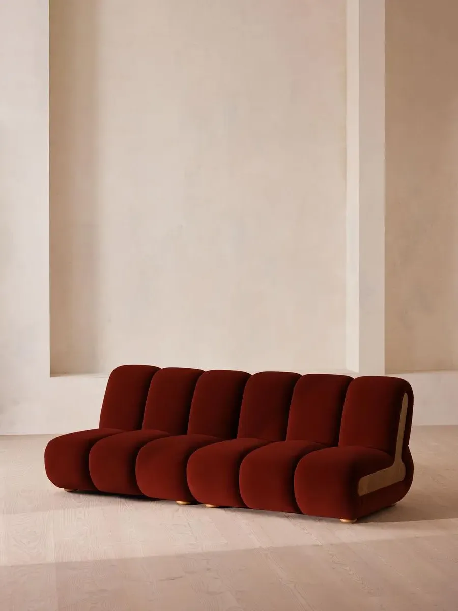 4-Seater Modular Sofa with Oak Sides - Rust