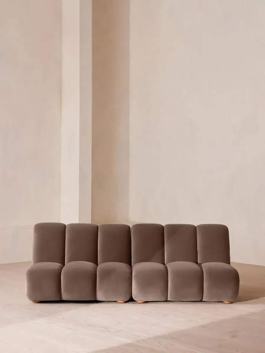 4-Seater Modular Sofa with Oak Sides - Taupe