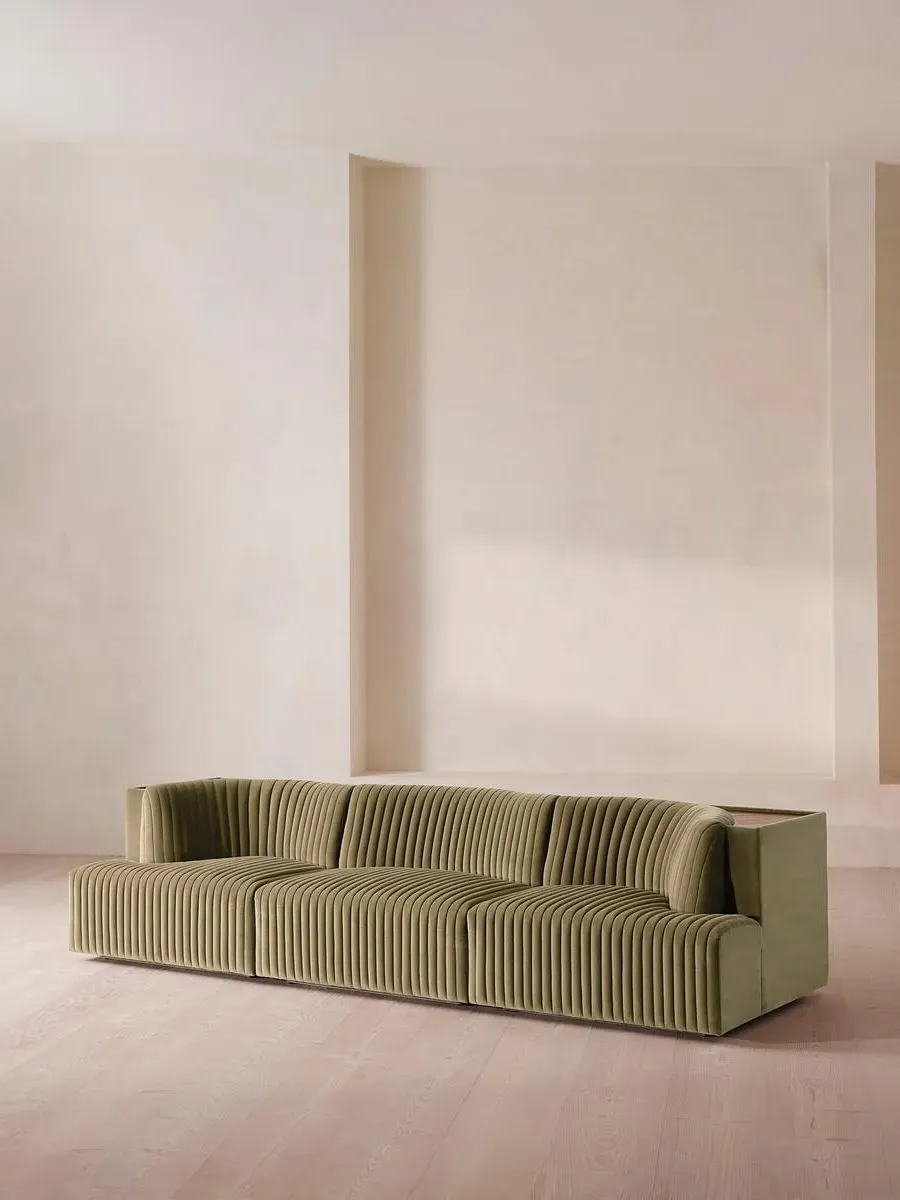 4-Seater Modular Sofa with Shelf - Lichen, Velvet
