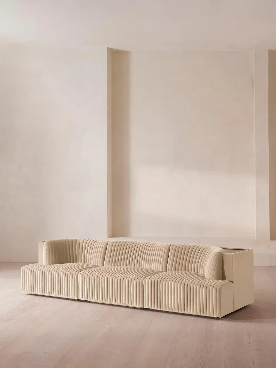 4-Seater Modular Sofa with Shelf - Porcelain, Velvet
