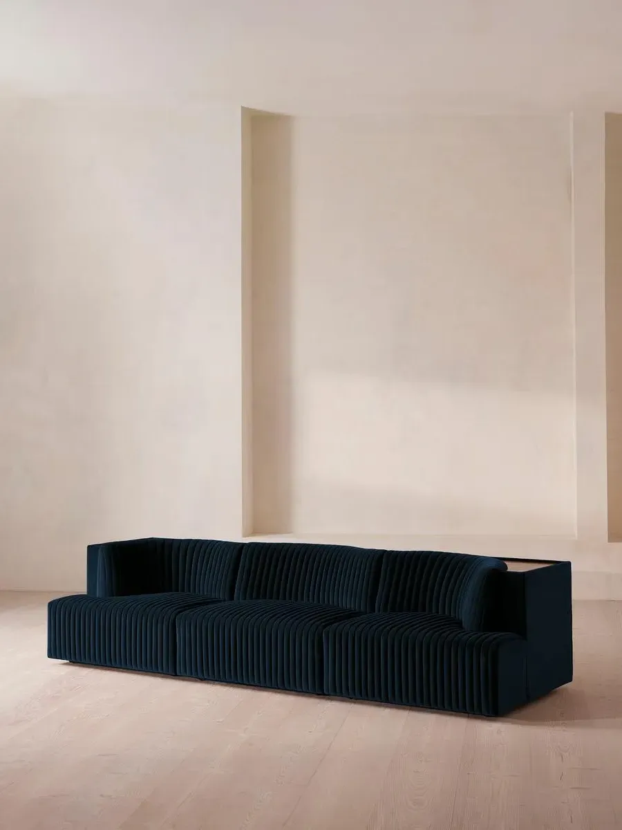 4-Seater Modular Sofa with Shelf - Royal Blue, Velvet