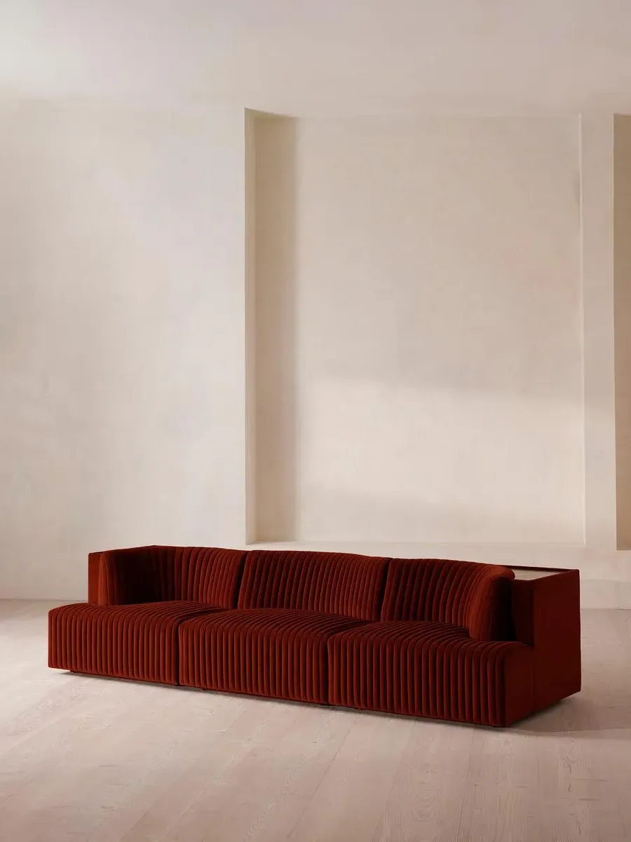 4-Seater Modular Sofa with Shelf - Rust, Velvet