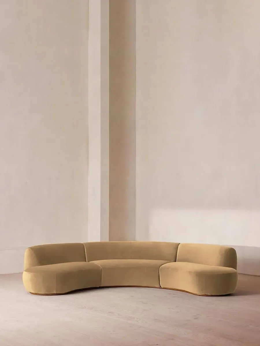 4-Seater Serpentine Modular Sofa - Camel, Velvet