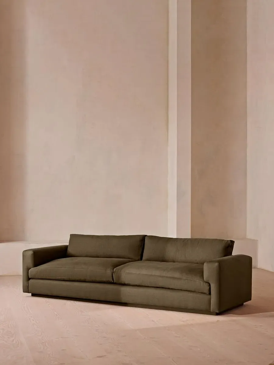 4-Seater Sofa with Deep Seat - Olive, Linen