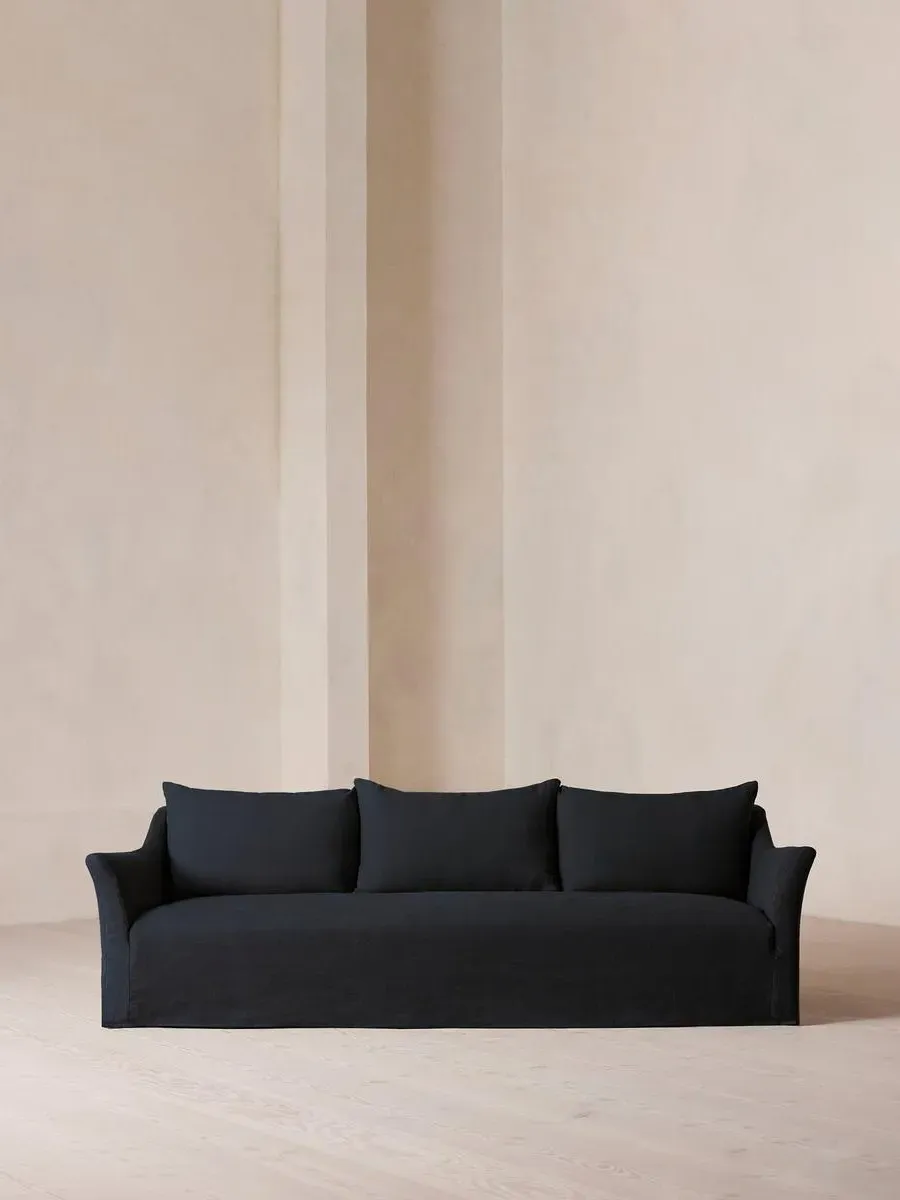 4-Seater Sofa with Flared Arms - Indigo, Linen