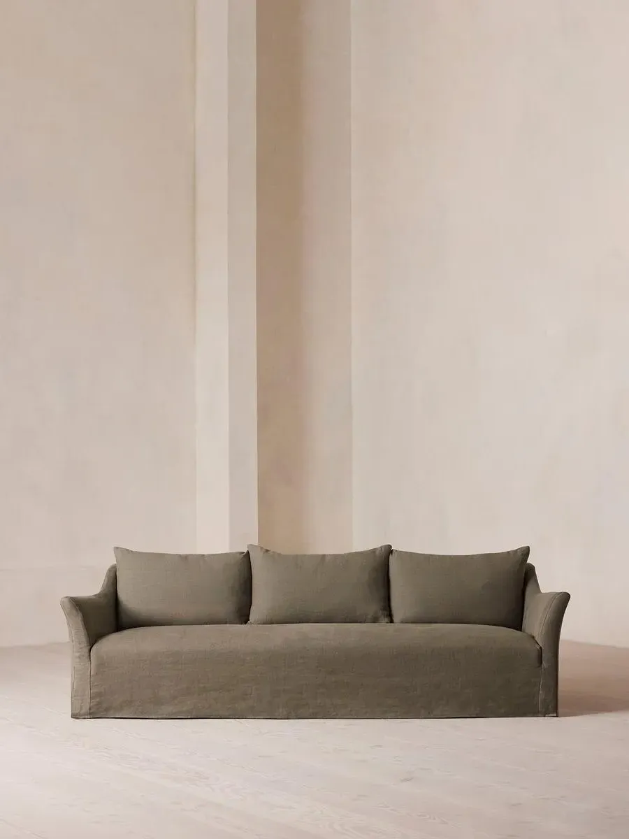 4-Seater Sofa with Flared Arms - Mushroom, Linen