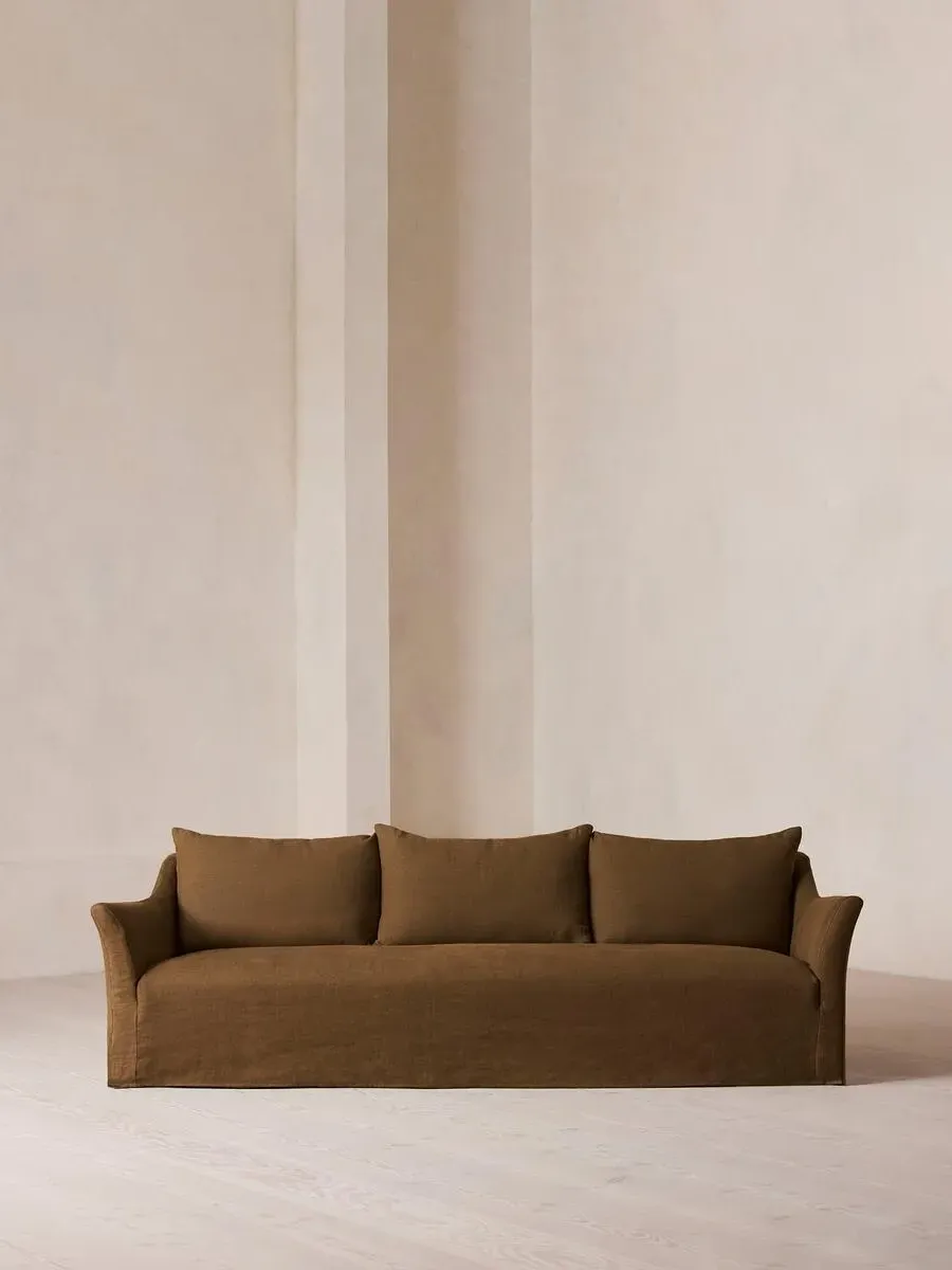 4-Seater Sofa with Flared Arms - Ochre, Linen