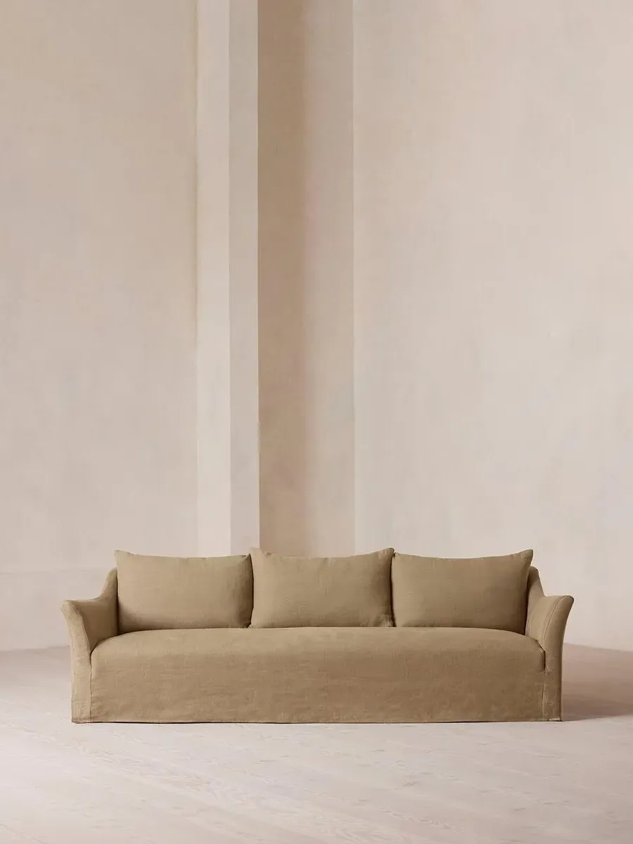 4-Seater Sofa with Flared Arms - Wheat, Linen
