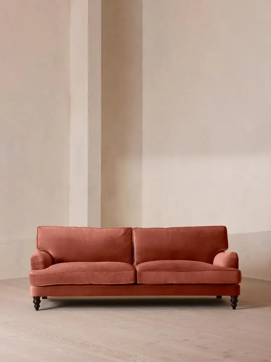 4-Seater Sofa with Roll Arms - Rust, Velvet