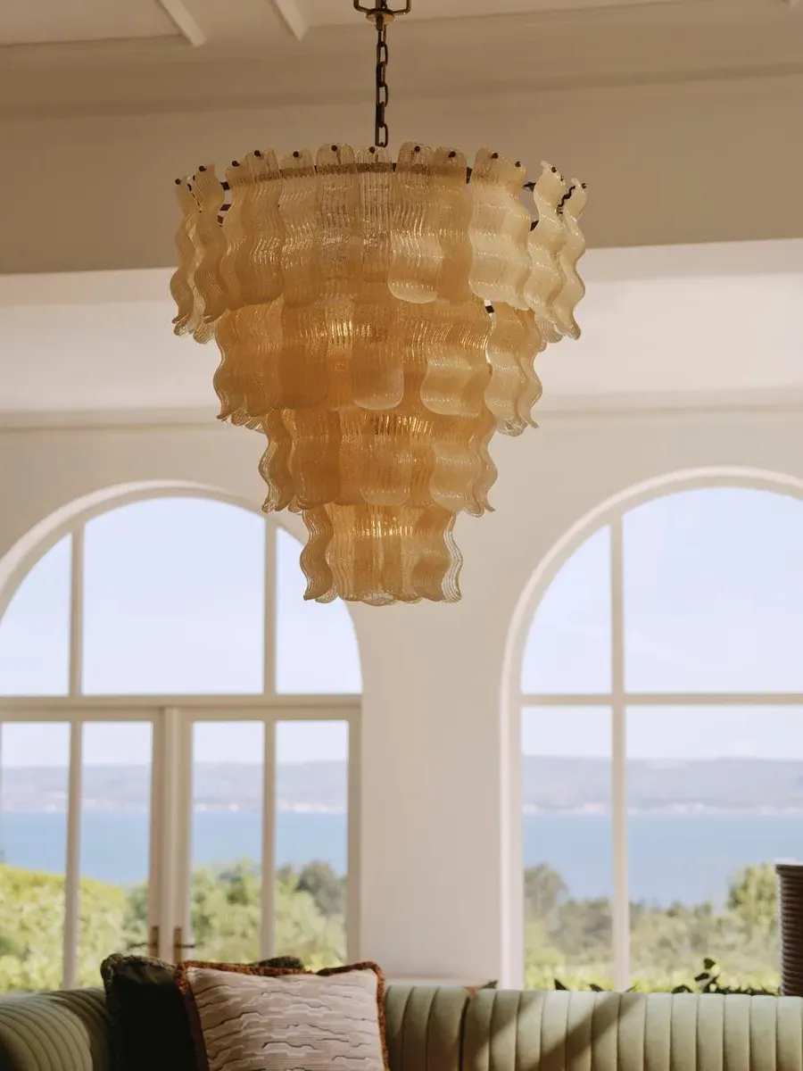 4-Tier Chandelier with Reeded Glass - Champagne image