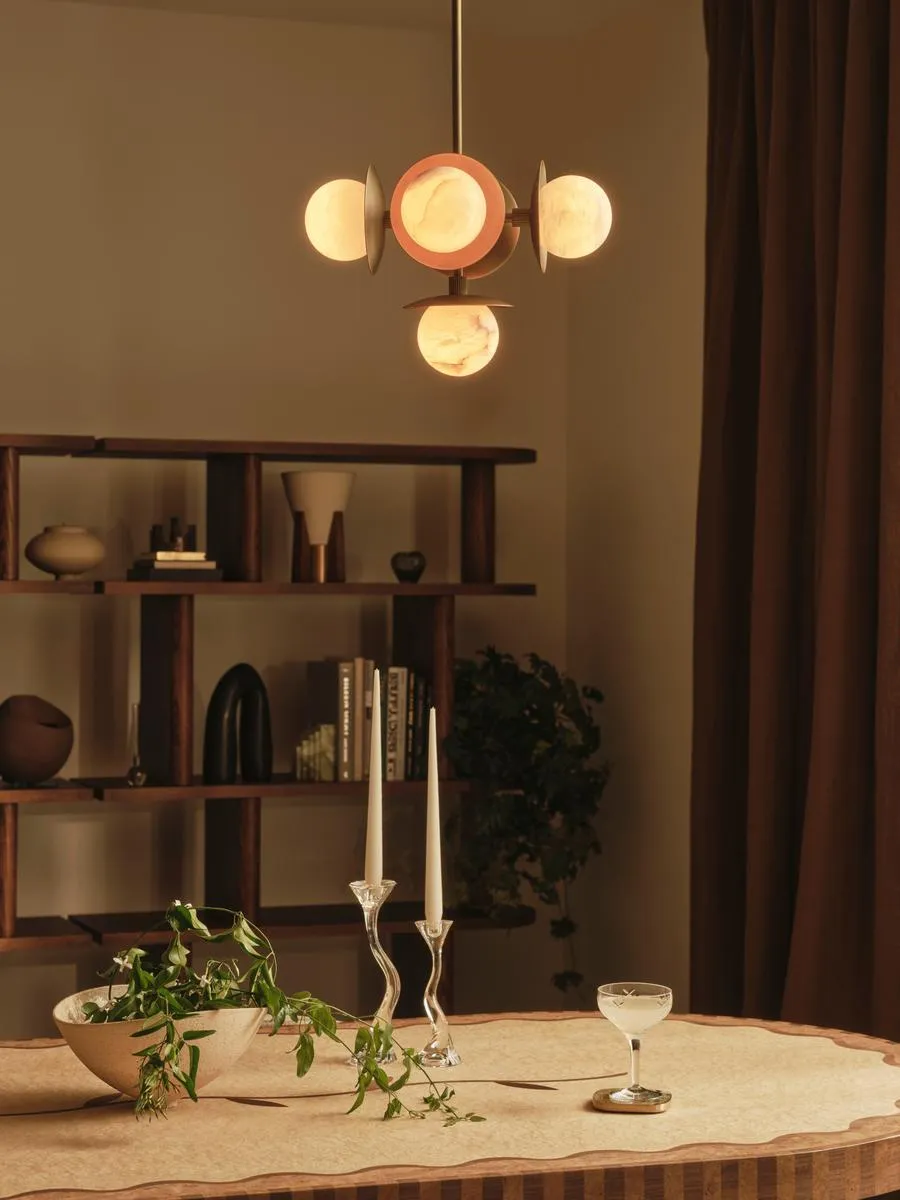 5-Light Pendant Light - Brass, Alabaster image