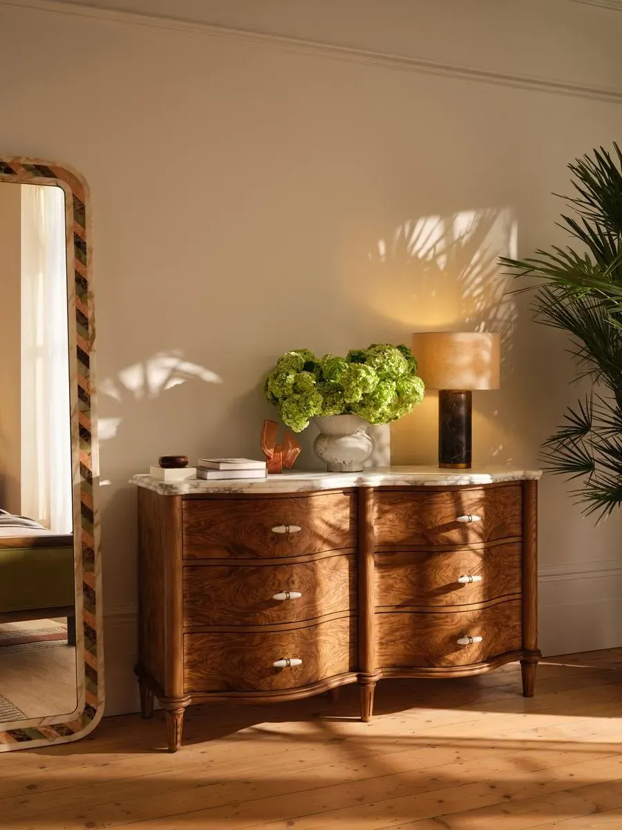 6-Drawer Dresser with Marble Top - Ash Wood image