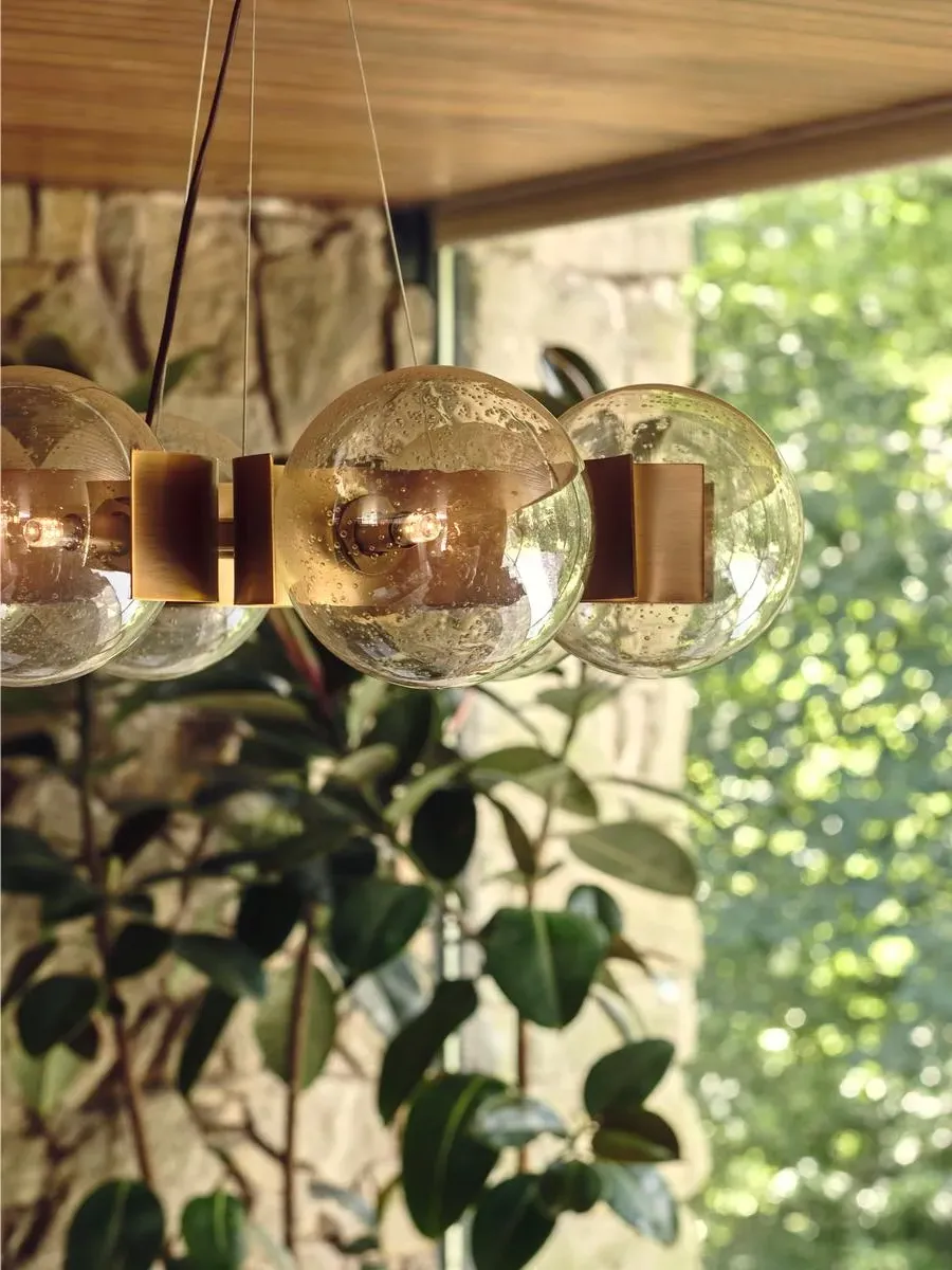 6-Light Chandelier - Champagne Glass, Brass image