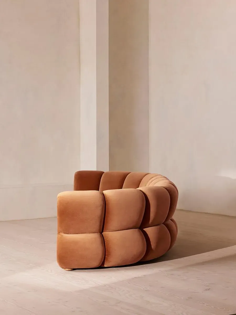 6-Seater Modular Curved Sofa - Antique Rose, Velvet