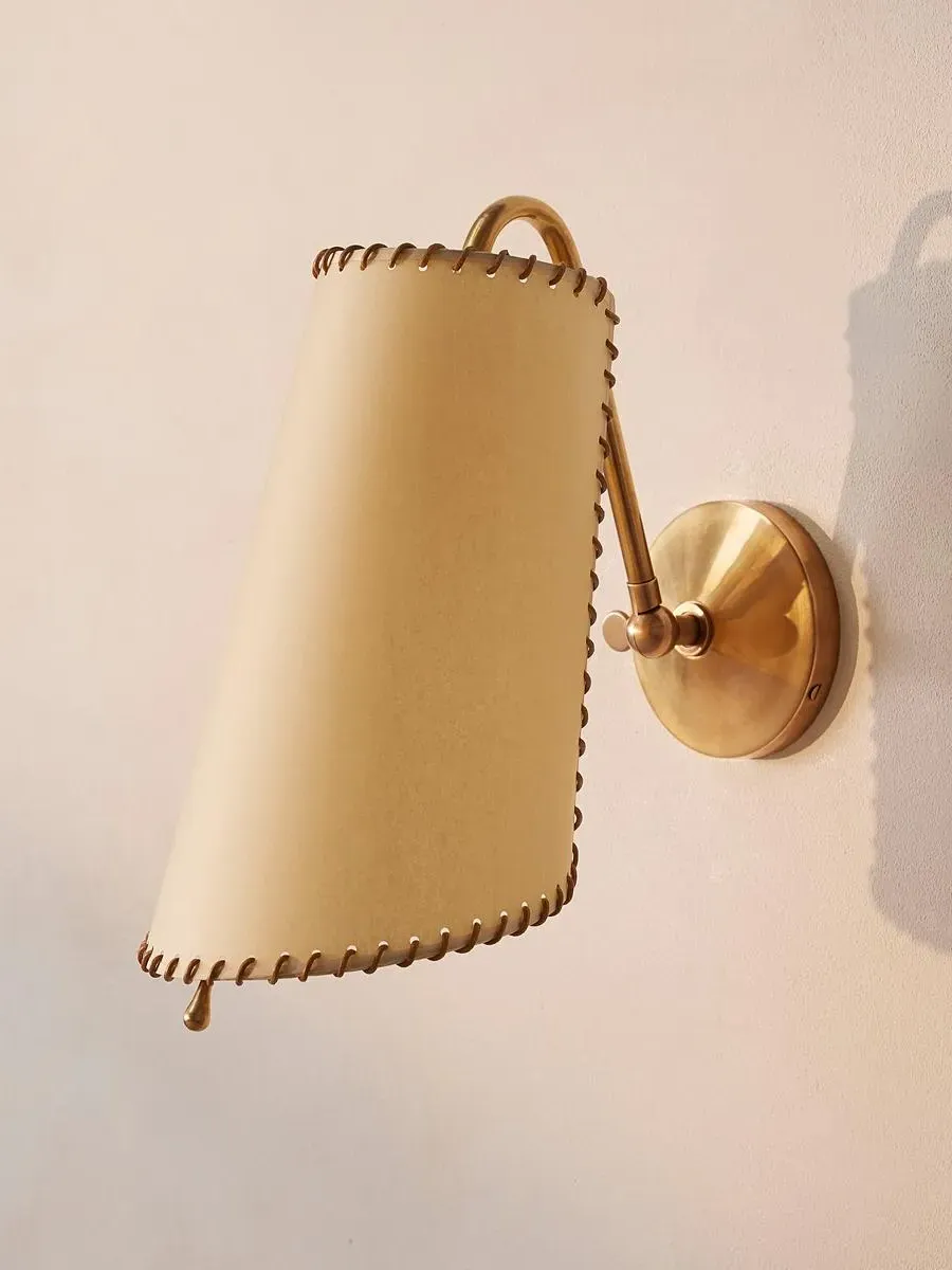 Adjustable Wall Light - Antique Brass, Leather image