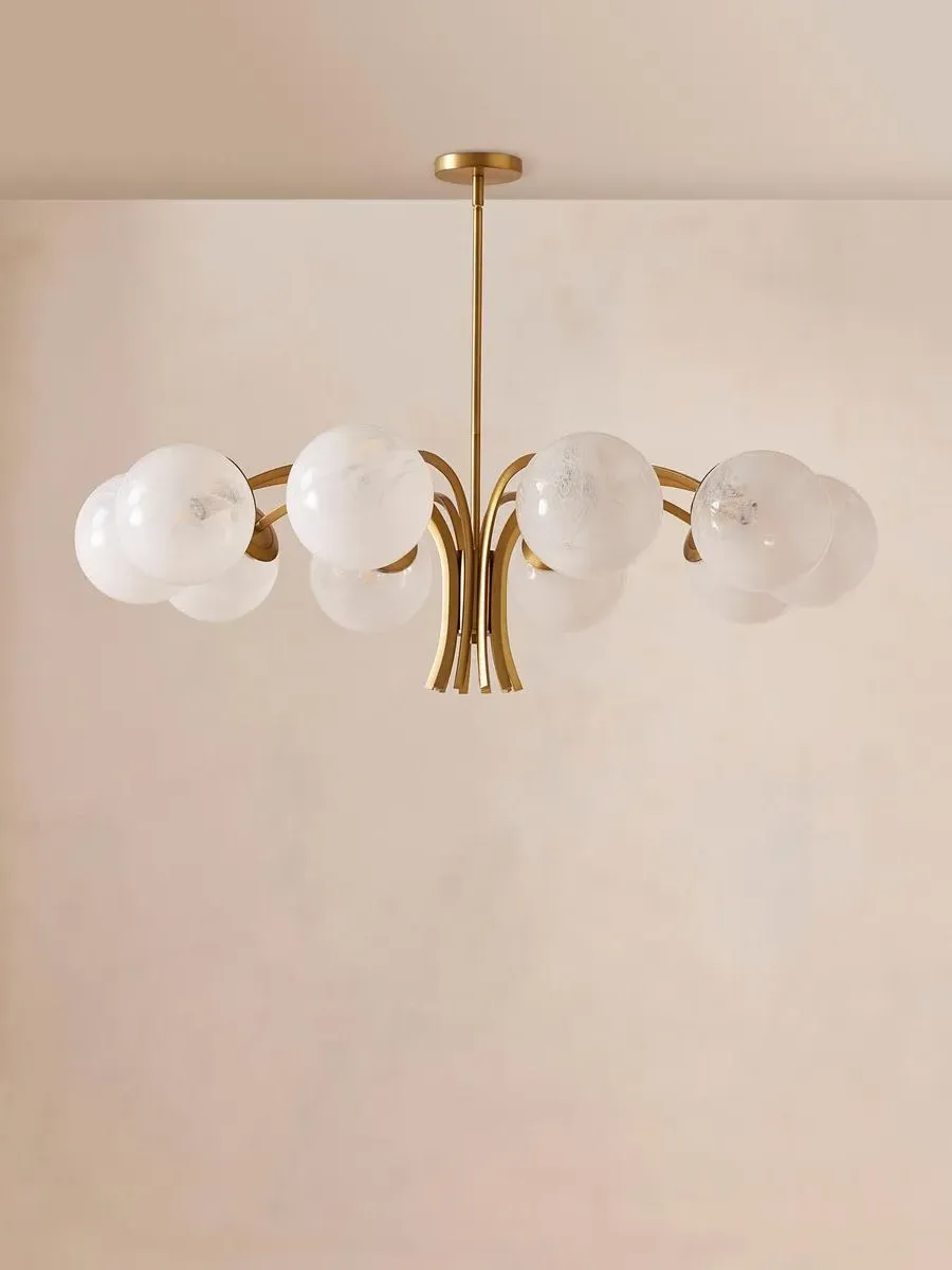 Angular Chandelier with Glass Globes - Brass image