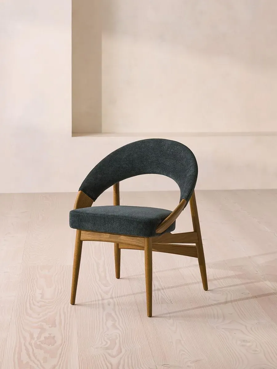 Arched Dining Chair - Deep Teal, Linen Chenille image