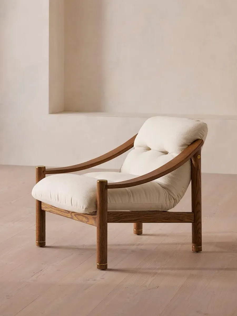 Armchair with Brass Details - Bisque, Linen image