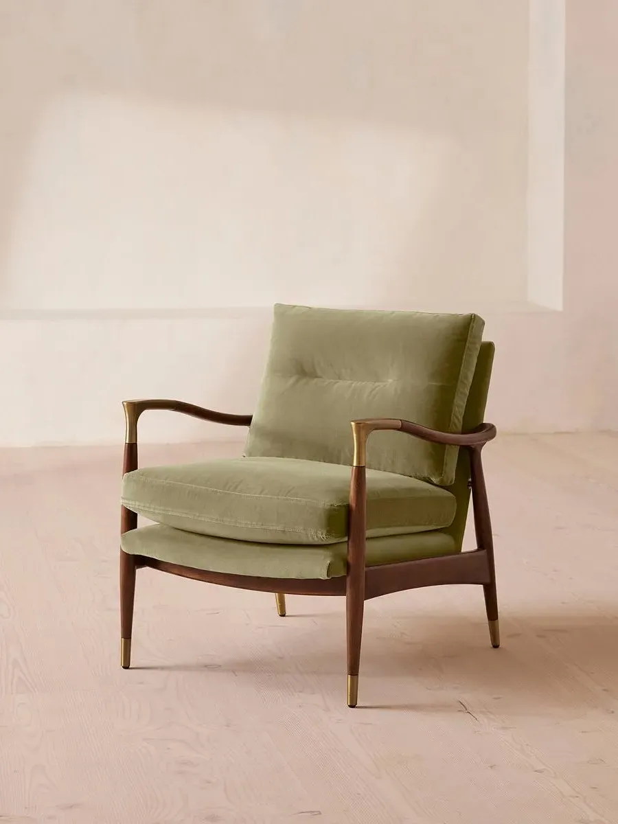 Armchair with Brass Details - Lichen, Velvet image