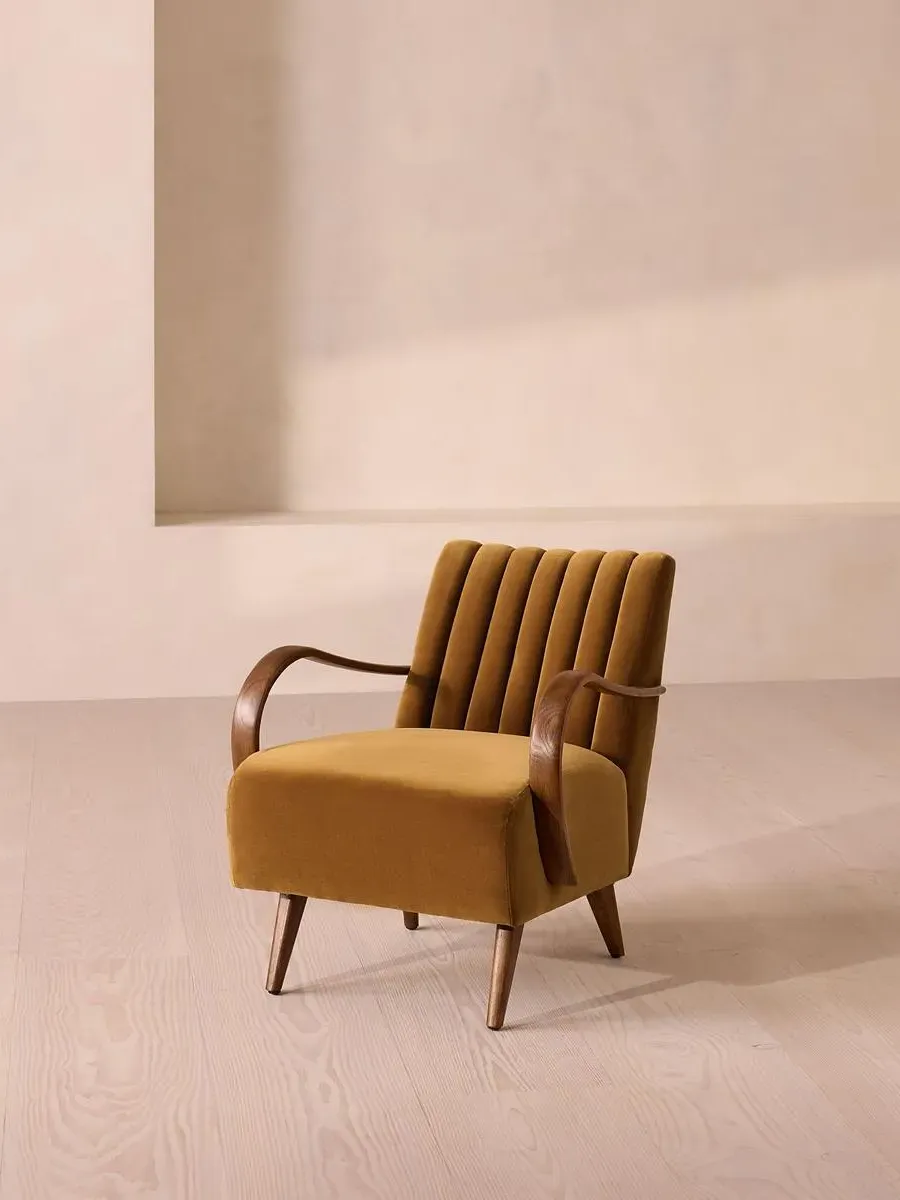 Armchair with Channel Tufting - Mustard, Velvet image