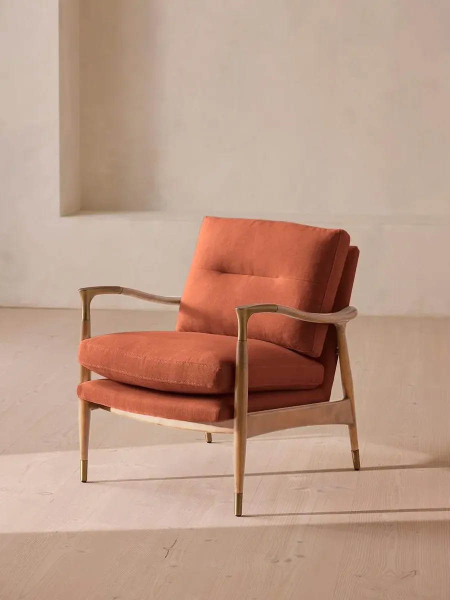 Armchair with Cushions - Antique Rose, Linen