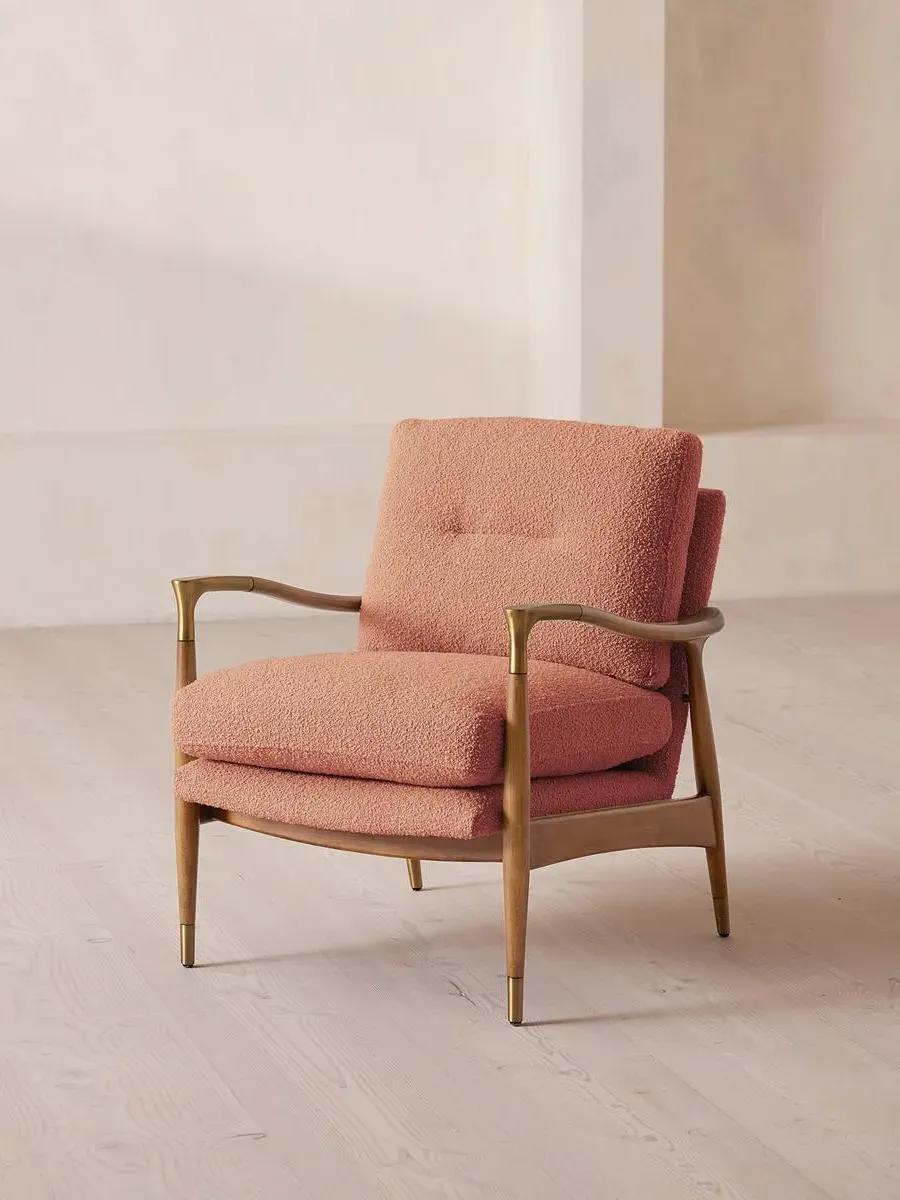 Armchair with Cushions - Coral, Wool Boucle image